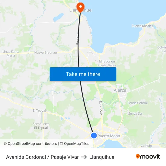 Avenida Cardonal / Pasaje Vivar to Llanquihue map