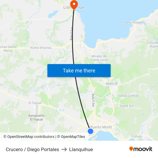 Crucero / Diego Portales to Llanquihue map