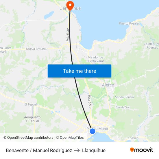 Benavente / Manuel Rodríguez to Llanquihue map