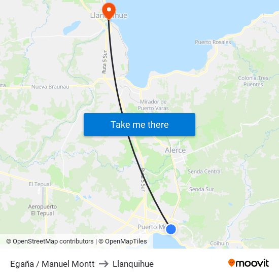 Egaña / Manuel Montt to Llanquihue map