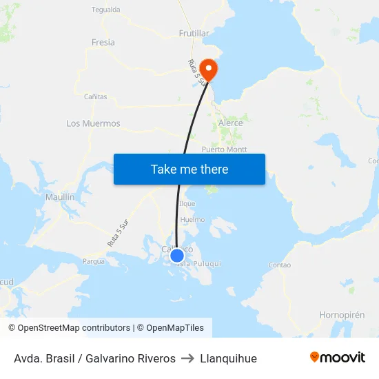 Avda. Brasil / Galvarino Riveros to Llanquihue map