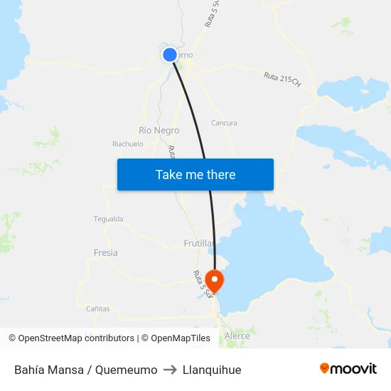 Bahía Mansa / Quemeumo to Llanquihue map