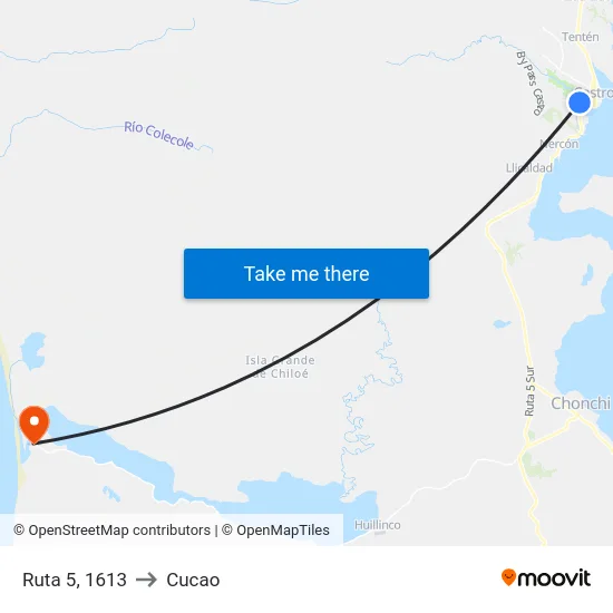 Ruta 5, 1613 to Cucao map