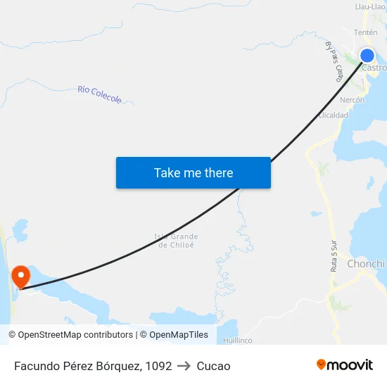 Facundo Pérez Bórquez, 1092 to Cucao map