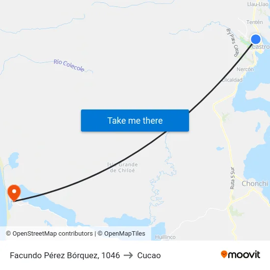 Facundo Pérez Bórquez, 1046 to Cucao map