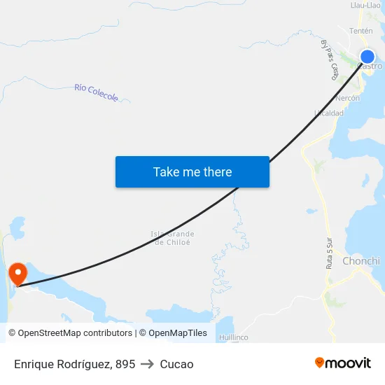 Enrique Rodríguez, 895 to Cucao map
