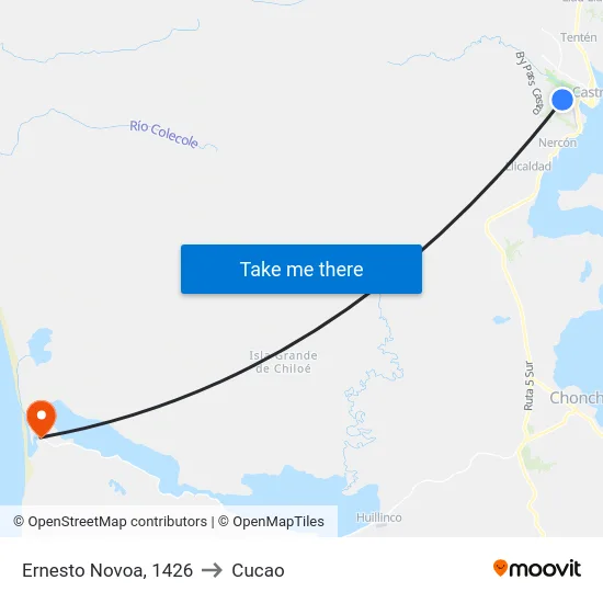 Ernesto Novoa, 1426 to Cucao map