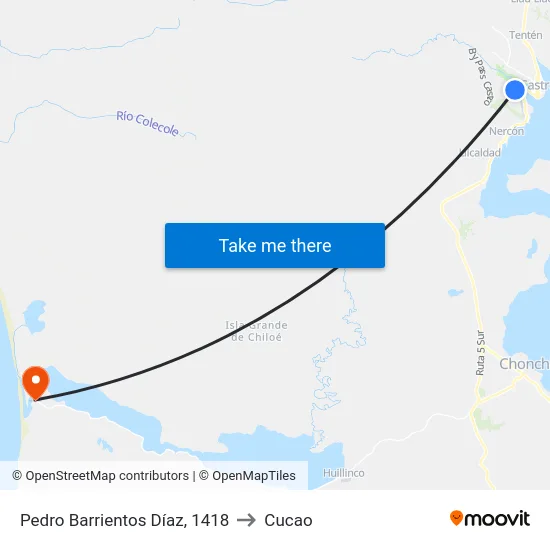 Pedro Barrientos Díaz, 1418 to Cucao map