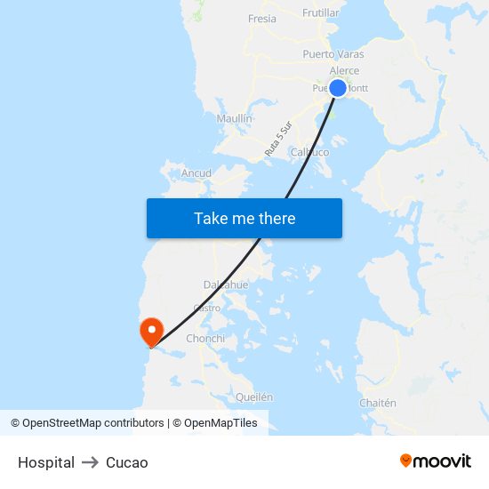 Hospital to Cucao map