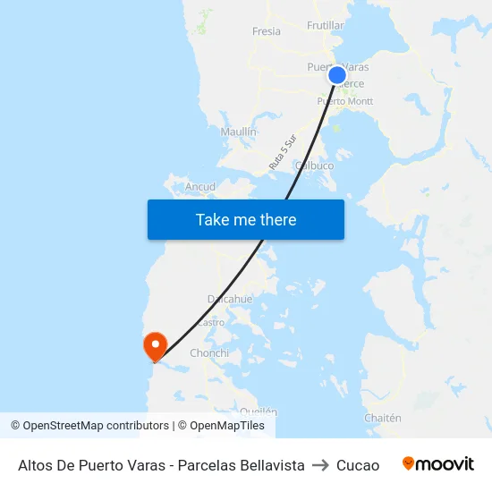 Altos De Puerto Varas - Parcelas Bellavista to Cucao map