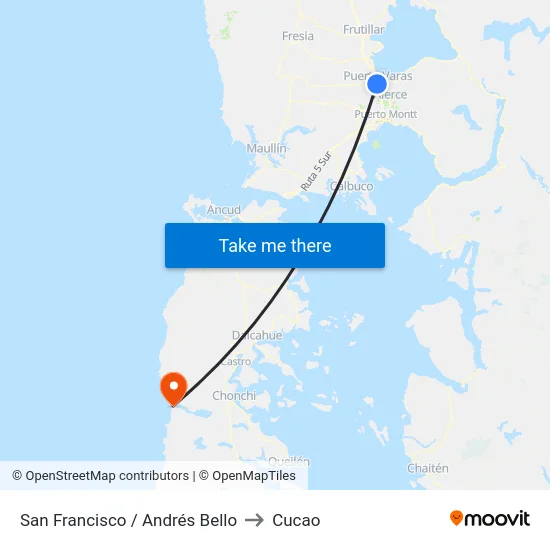 San Francisco / Andrés Bello to Cucao map