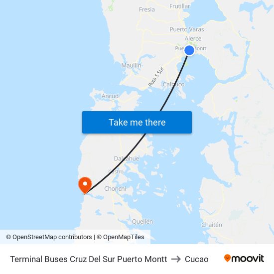 Terminal Buses Cruz Del Sur Puerto Montt to Cucao map