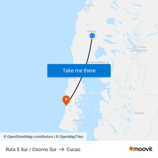 Ruta 5 Sur / Osorno Sur to Cucao map