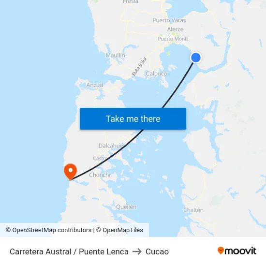 Carretera Austral / Puente Lenca to Cucao map