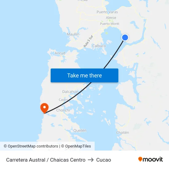 Carretera Austral / Chaicas Centro to Cucao map