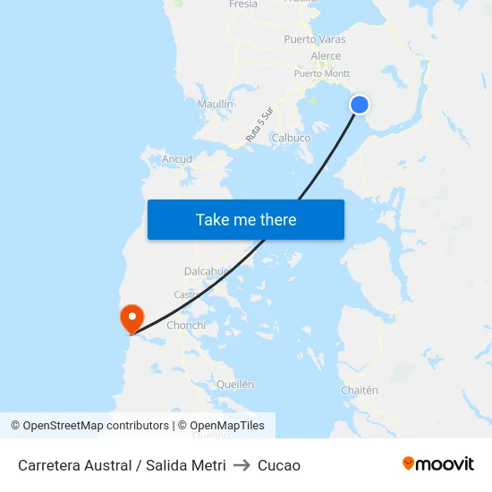 Carretera Austral / Salida Metri to Cucao map