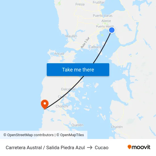 Carretera Austral / Salida Piedra Azul to Cucao map