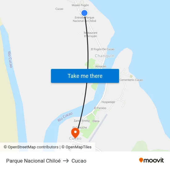 Parque Nacional Chiloé to Cucao map