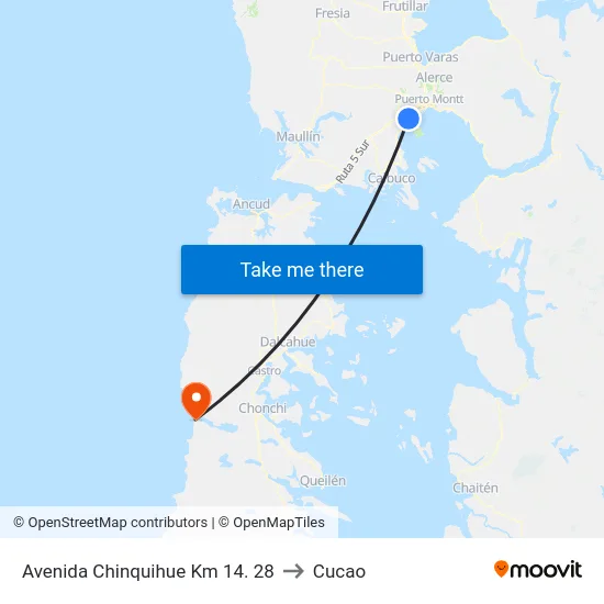 Avenida Chinquihue Km 14. 28 to Cucao map