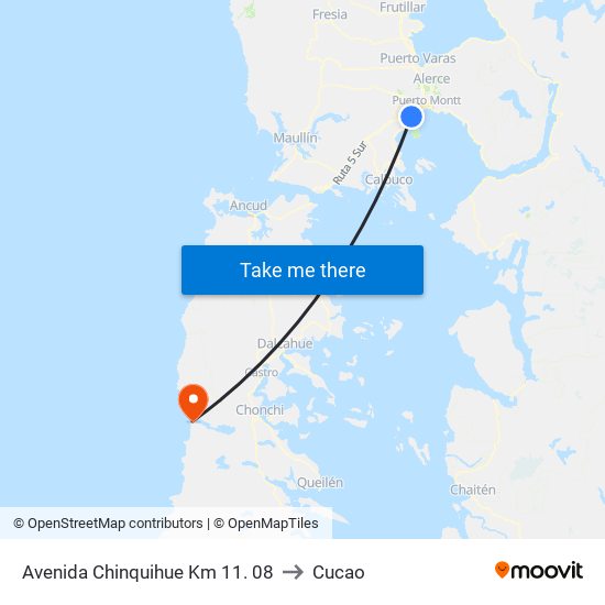Avenida Chinquihue Km 11. 08 to Cucao map
