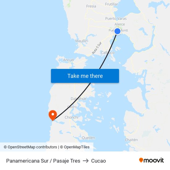 Panamericana Sur / Pasaje Tres to Cucao map