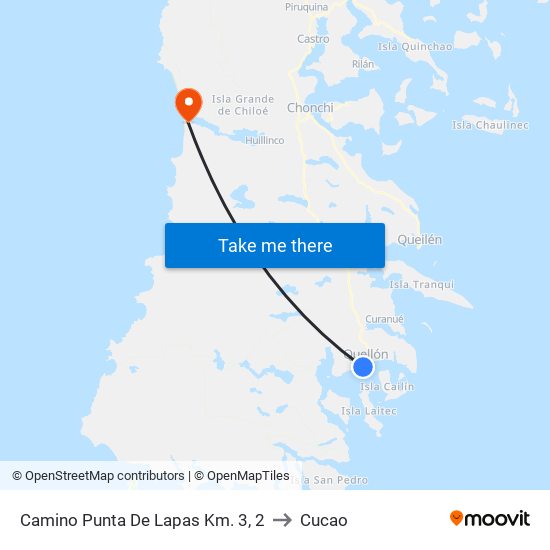 Camino Punta De Lapas Km. 3, 2 to Cucao map