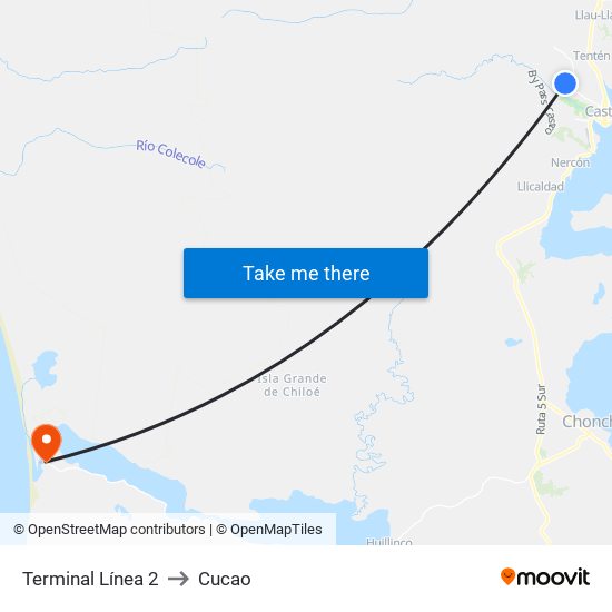 Terminal Línea 2 to Cucao map