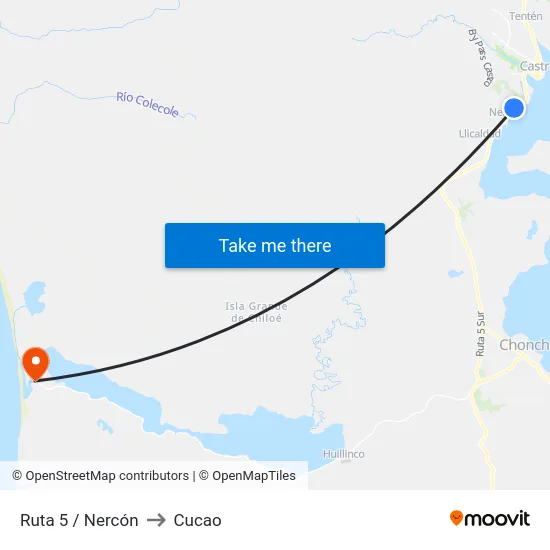 Ruta 5 / Nercón to Cucao map