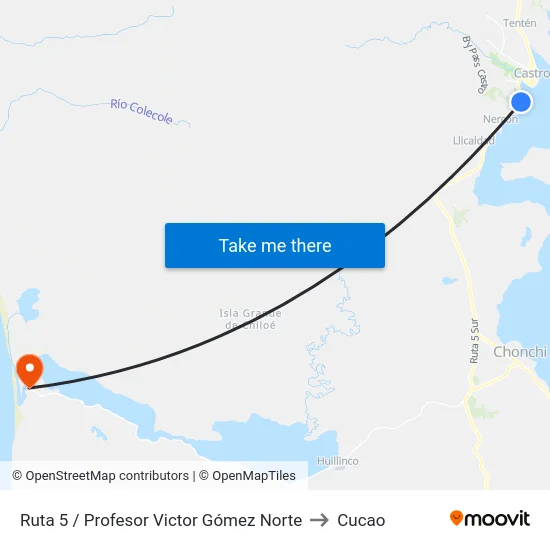 Ruta 5 / Profesor Victor Gómez Norte to Cucao map