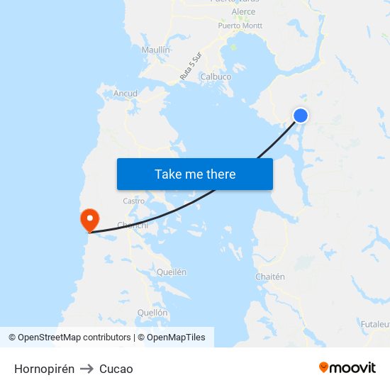 Hornopirén to Cucao map