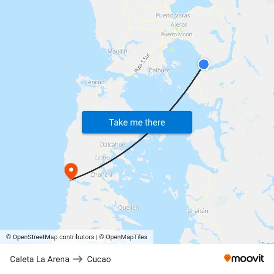 Caleta La Arena to Cucao map