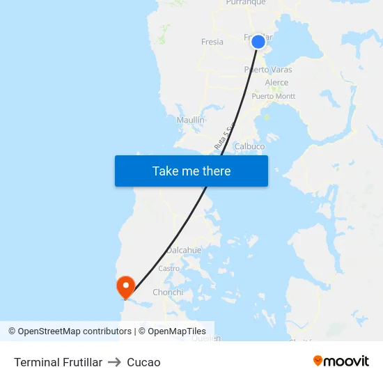 Terminal Frutillar to Cucao map