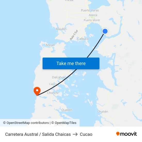 Carretera Austral / Salida Chaicas to Cucao map