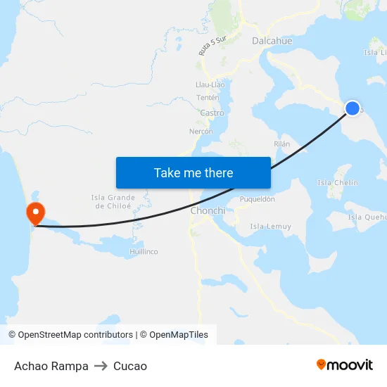 Achao Rampa to Cucao map