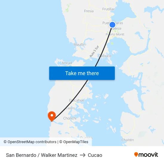San Bernardo / Walker Martinez to Cucao map
