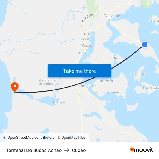 Terminal De Buses Achao to Cucao map