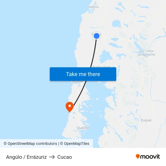 Angúlo / Errázuriz to Cucao map