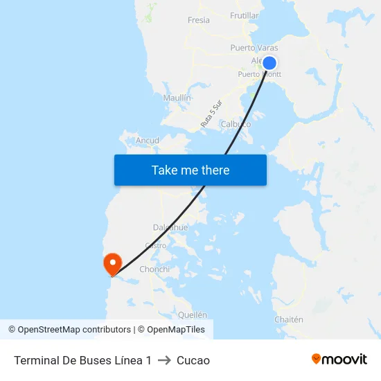 Terminal De Buses Línea 1 to Cucao map