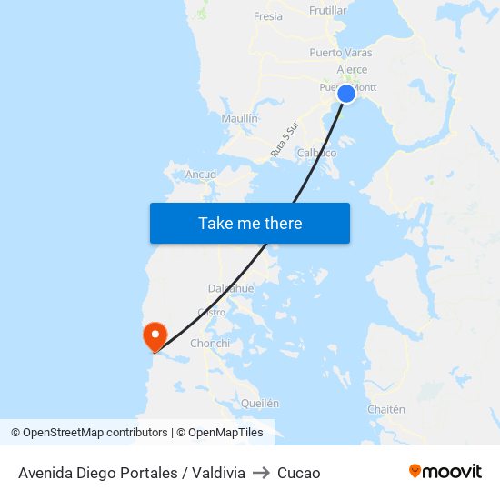 Avenida Diego Portales / Valdivia to Cucao map