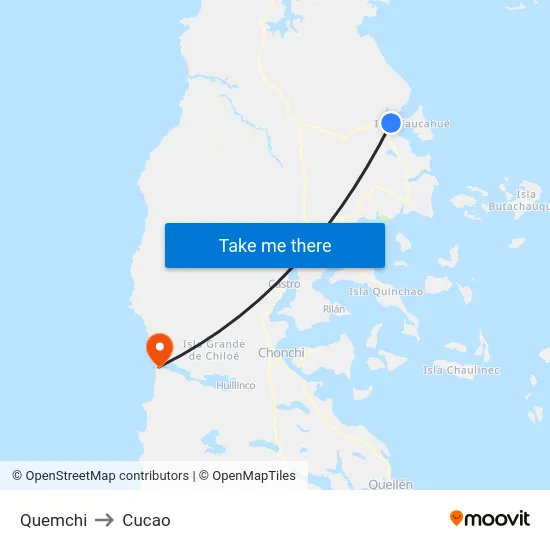 Quemchi to Cucao map