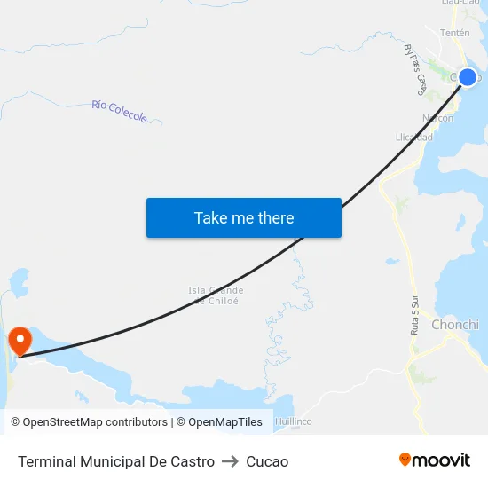 Terminal Municipal De Castro to Cucao map