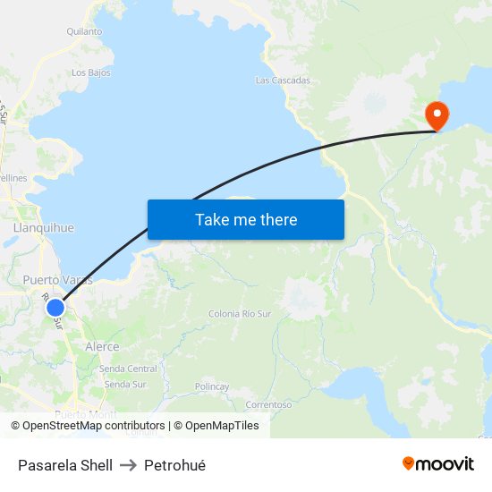 Pasarela Shell to Petrohué map