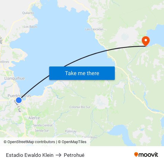 Estadio Ewaldo Klein to Petrohué map