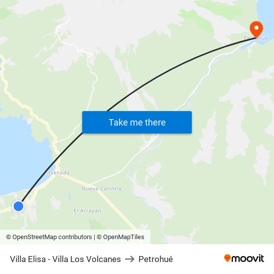 Villa Elisa - Villa Los Volcanes to Petrohué map