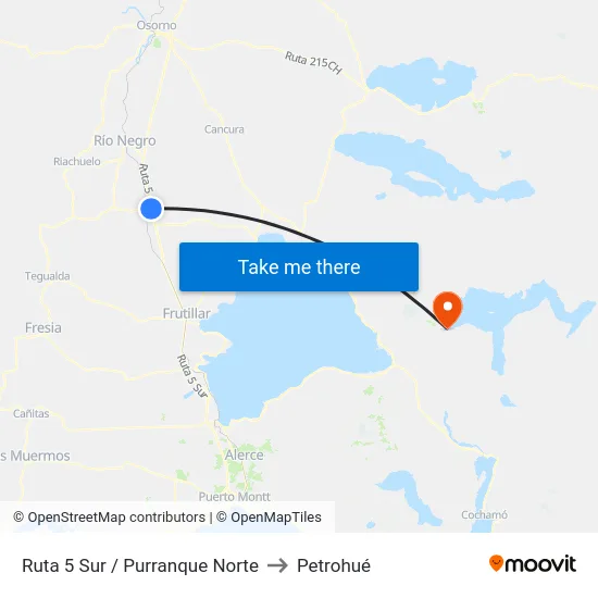 Ruta 5 Sur / Purranque Norte to Petrohué map