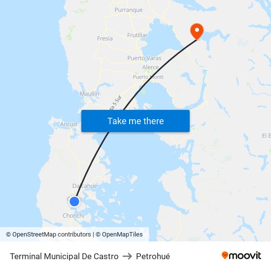 Terminal Municipal De Castro to Petrohué map