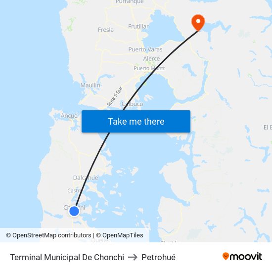 Terminal Municipal De Chonchi to Petrohué map