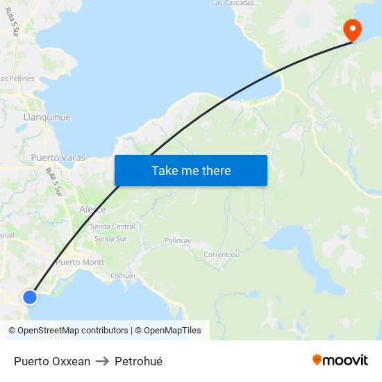 Puerto Oxxean to Petrohué map