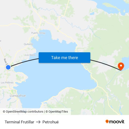 Terminal Frutillar to Petrohué map