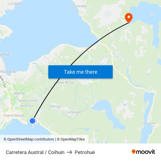 Carretera Austral / Coihuín to Petrohué map
